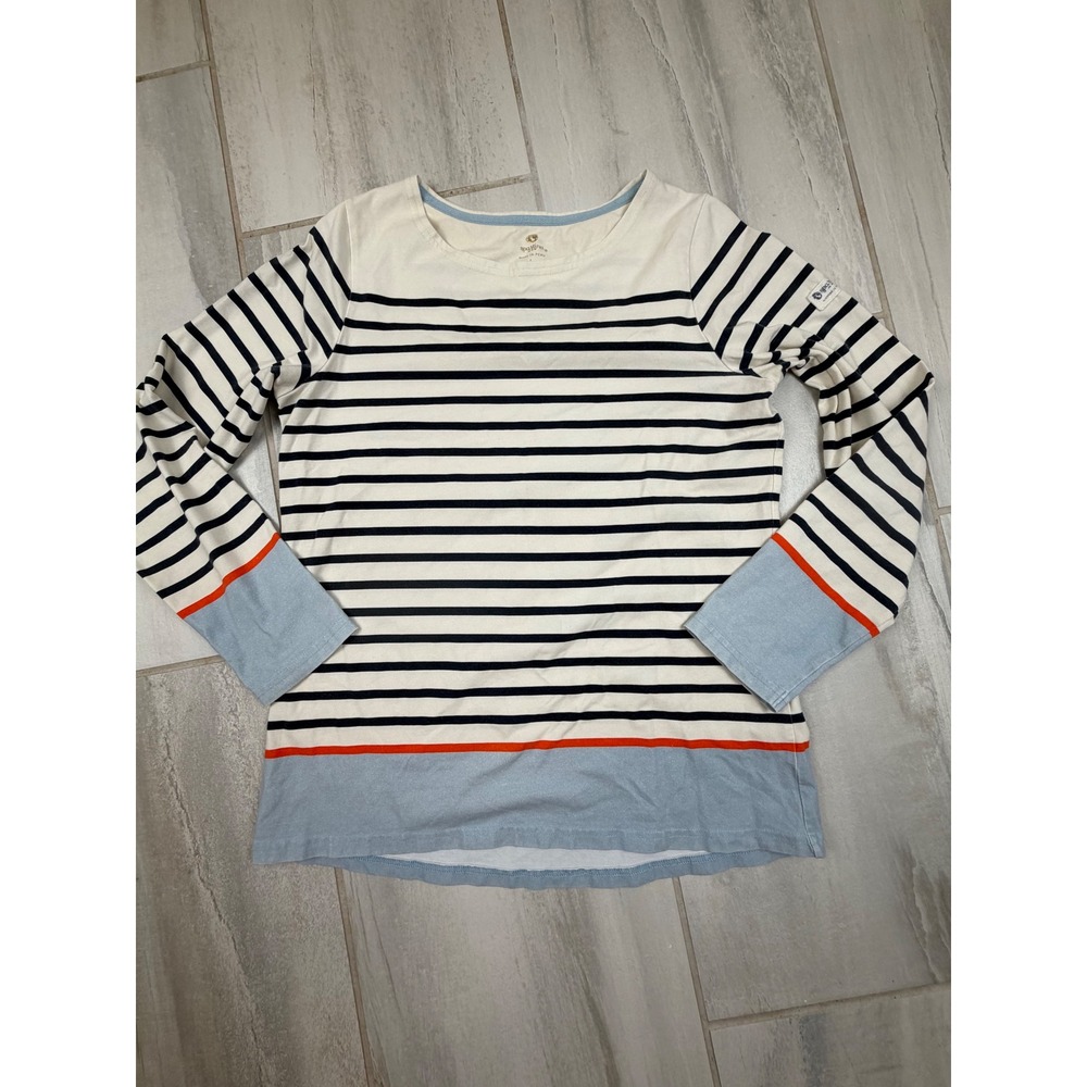 Spartina 449 Womens Large Striped Long Sleeve Top Colorblock Nautical Blue White